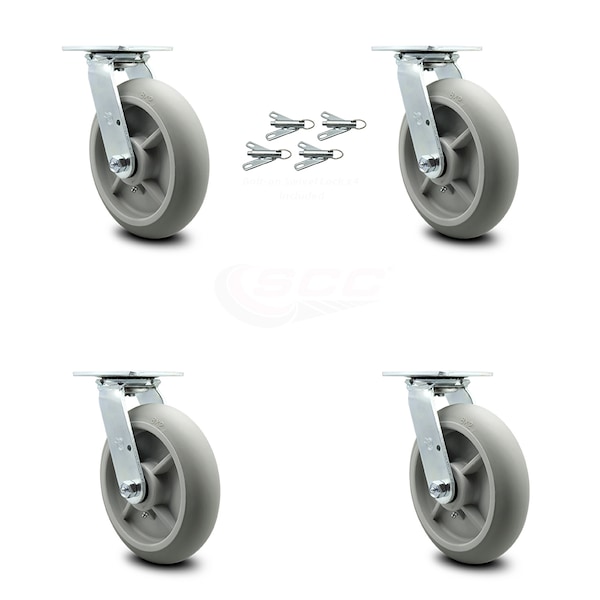 Lavex Lodging Housekeeping Cart Caster Set - 4 Swivel with Bolt-On Swivel Locks